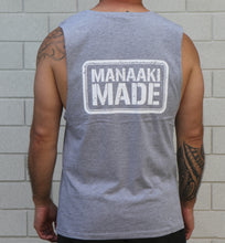 Load image into Gallery viewer, MANAAKI MADE MUSCLE TANK GREY/WHITE